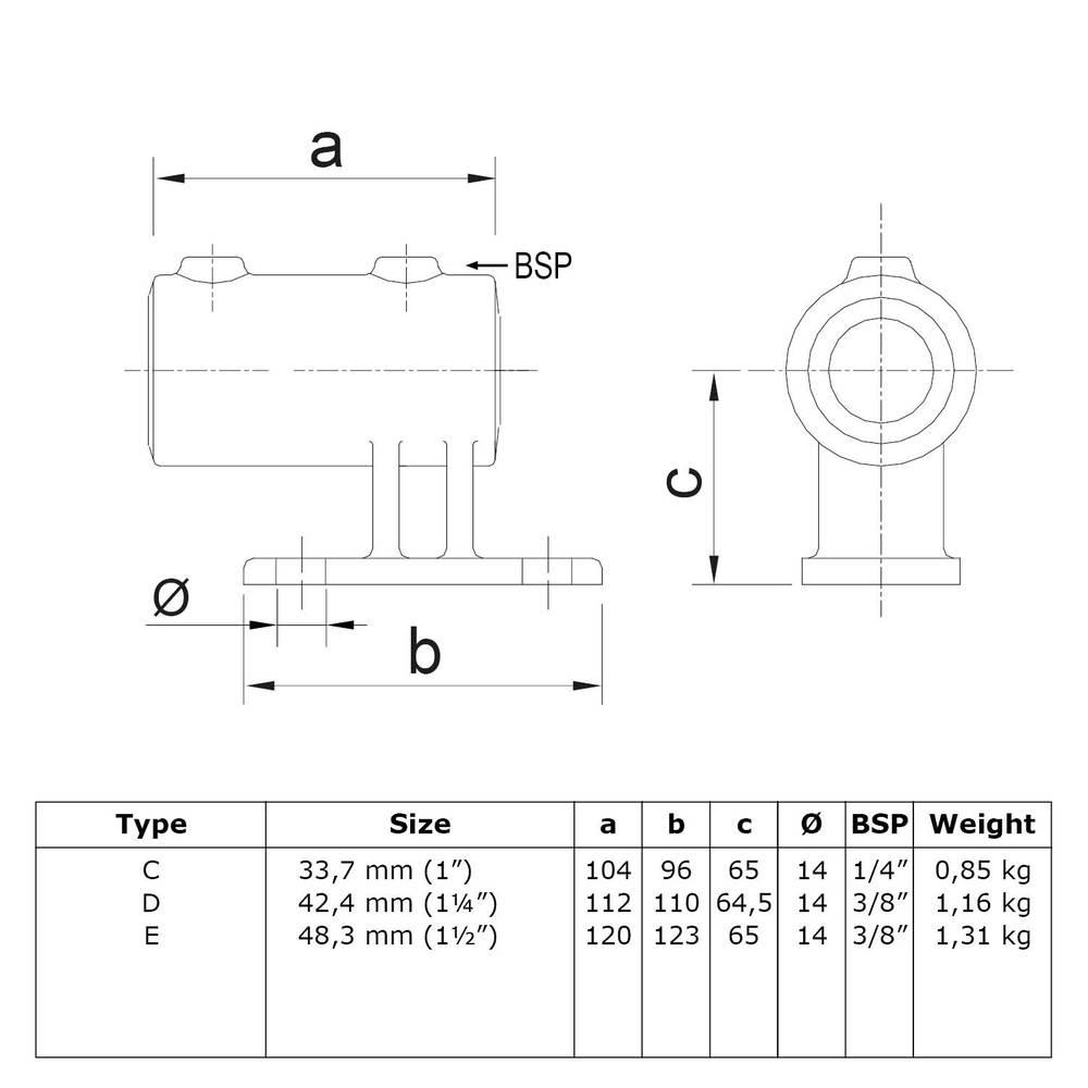 Doos Boeiboordbevestiging verticaal-E / 48,3 mm (10 stuks)